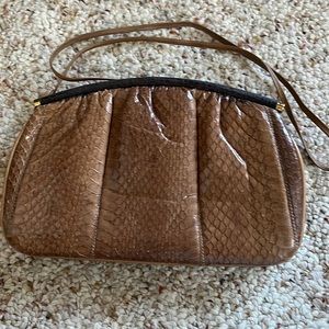 Leather Skinned Shoulder Bag with Long Strap